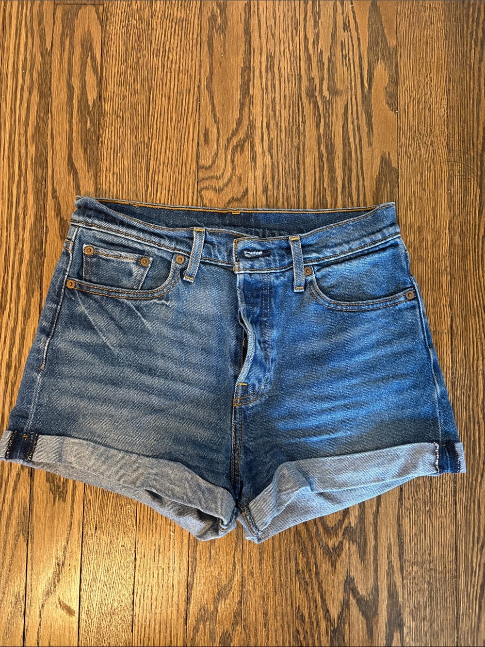 Levi's Blue Rolled-Hem Denim Shorts